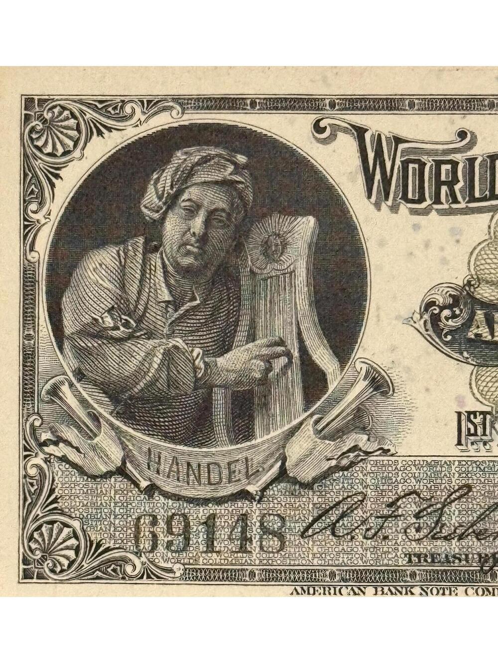 1893 Chicago World’s Fair Colombian Exposition Admission Ticket, Music: Handel